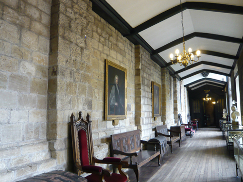 The Tunstall Gallery was created by the extension of the Castle's northern building into the courtyard in the 16th century. It how houses an array of artefacts acquired by various bishops over the centuries. The red velvet chair in the foreground is used for Durham University graduation ceremonies.